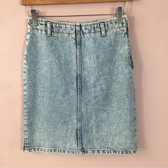Vintage No Excuses Light Blue Acid Wash Denim Mini Skirt Size 3 GUC - Picture 10 of 10